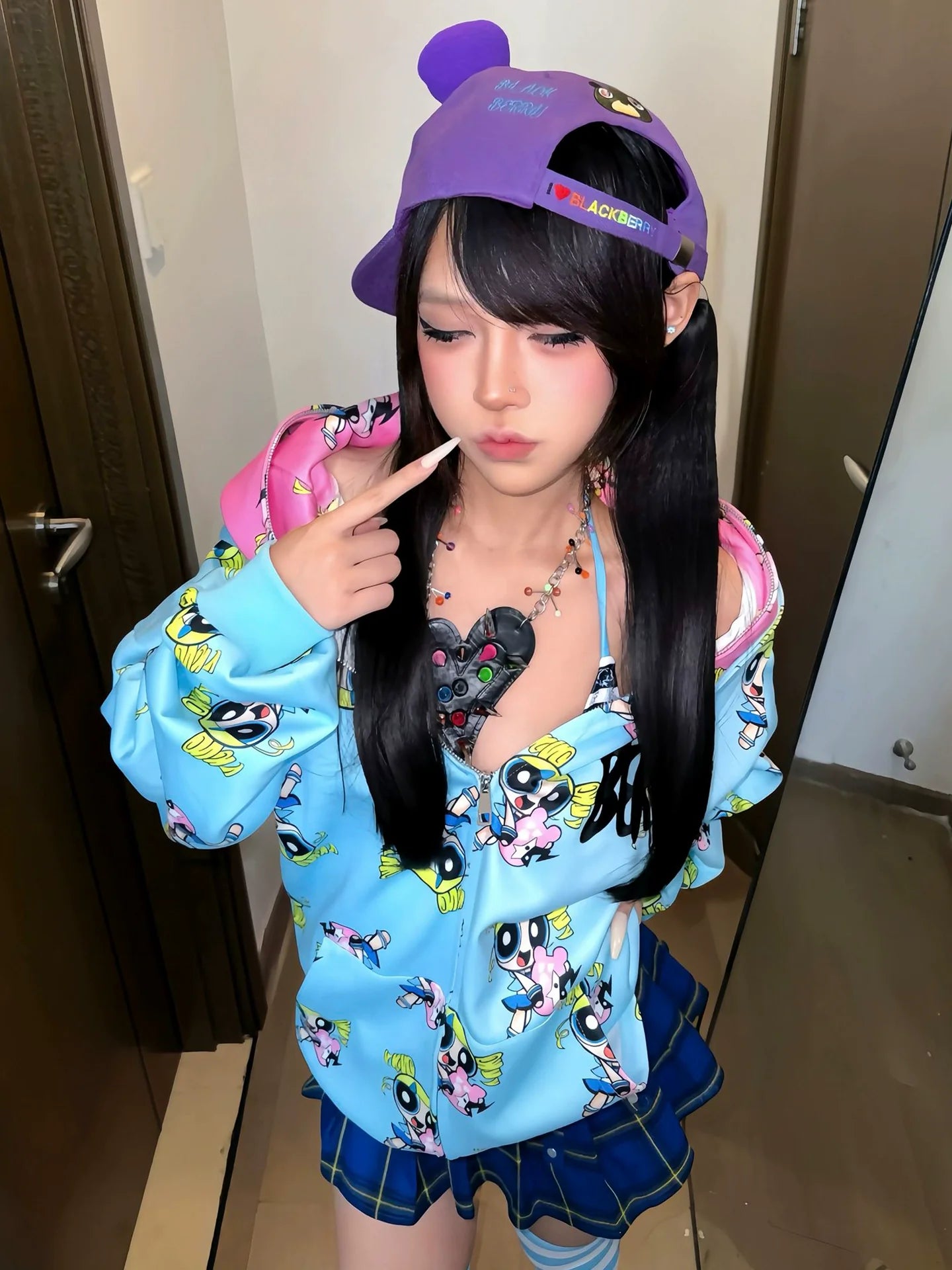 Powerpuff Girls Hoodie Double Hood Y2K Zip-Up Jacket