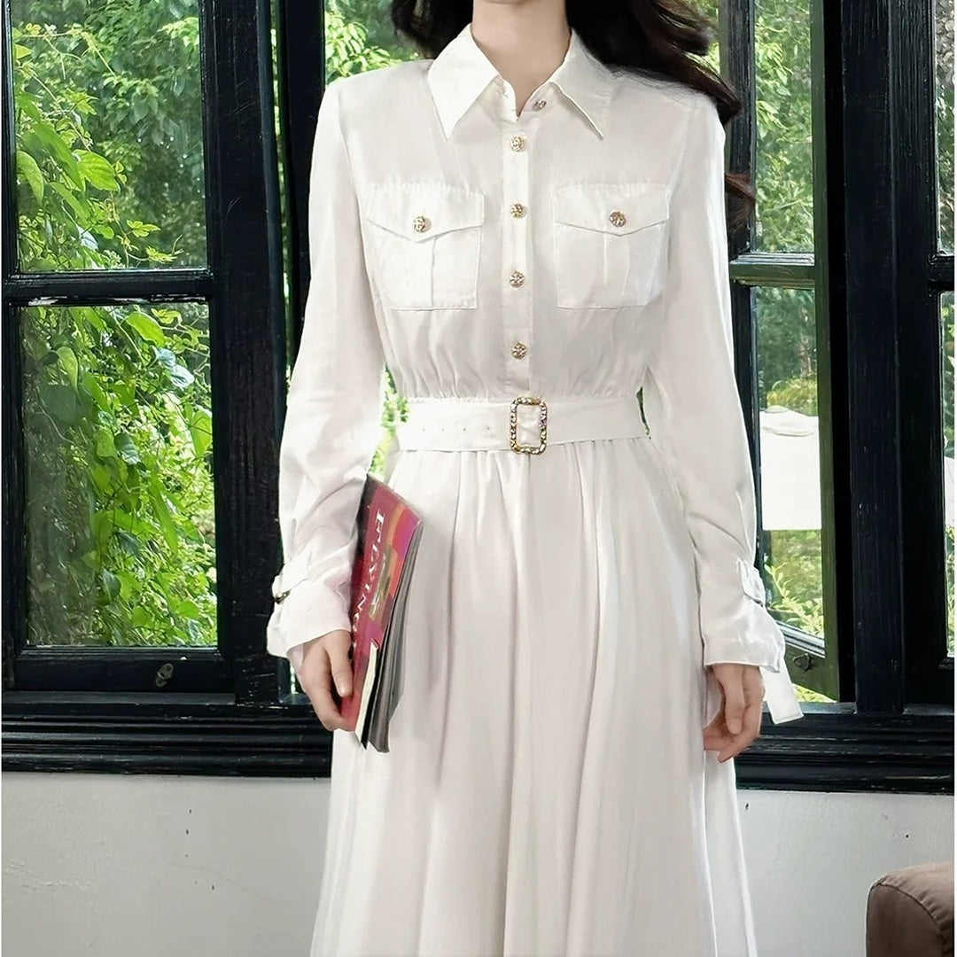 Classic Long Sleeve Shirt Dress Autumn Gown
