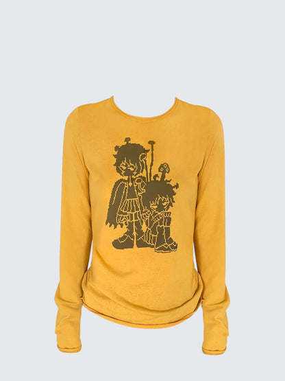 Cartoon Print Long Sleeve Tee