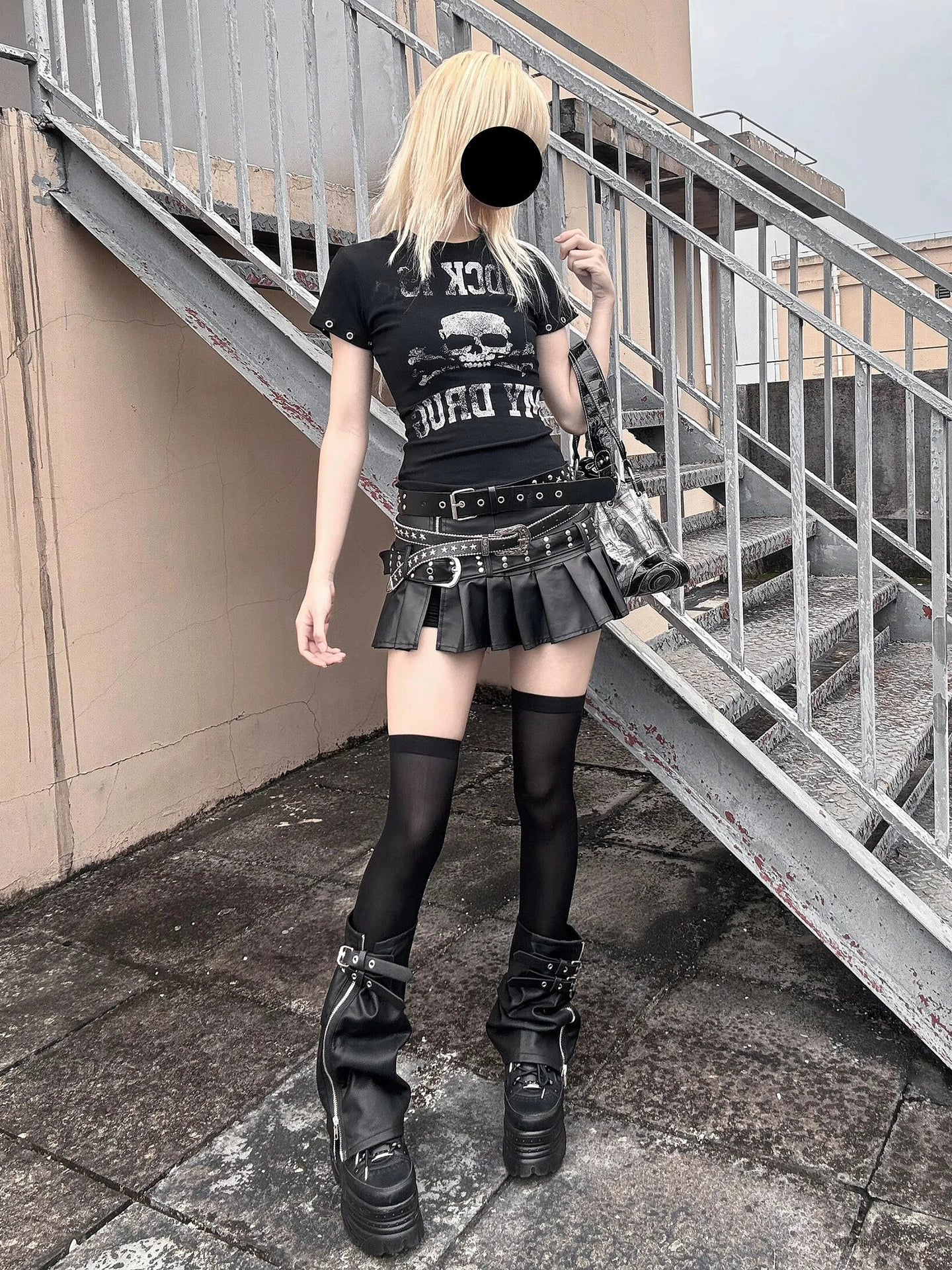 Y2K Skull Print Short Sleeve Top for Summer