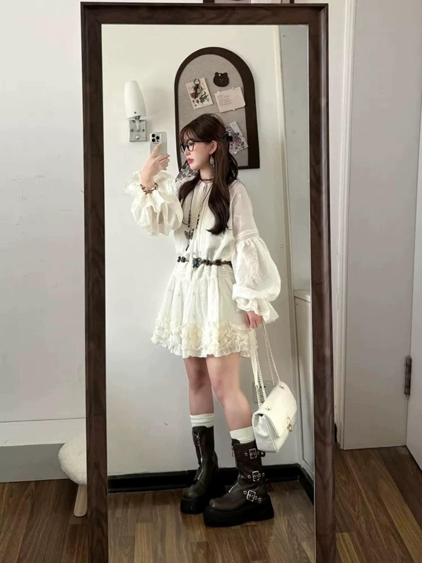 Lantern-Sleeve Mini Dress for Fall