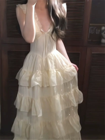 Intricate Embellished V-Neck Slip Maxidress