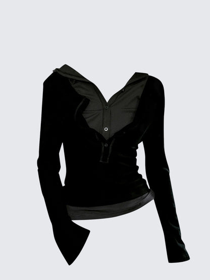 Punk Layered Hooded Tee Women