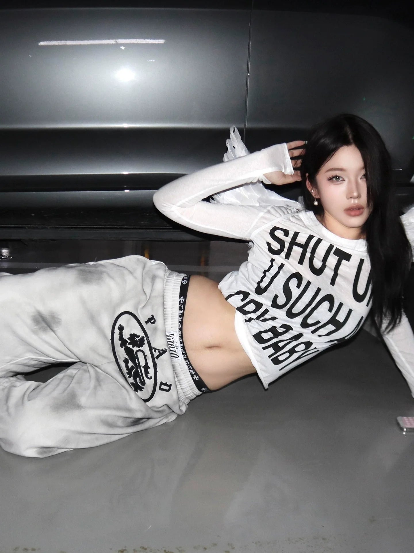 Retro White Tie Dye Baggy Pants