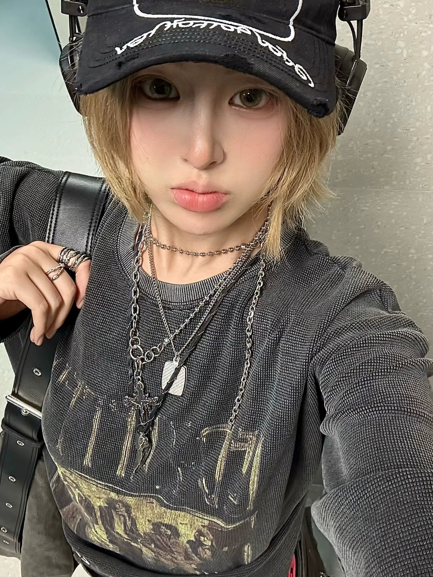 American Vintage Waffle Long Sleeve Tee Heavy Washed Retro Top