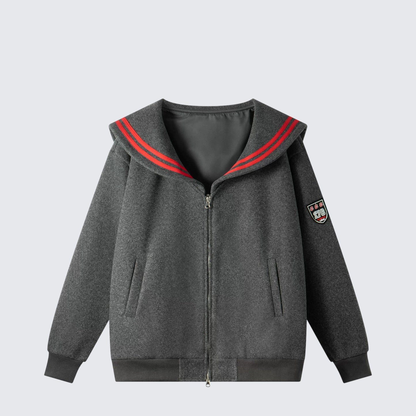 American Preppy Navy Collar Zip Sweatshirt