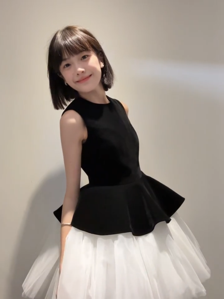 Black 3D Velvet-Mesh Ballet-Inspired Tutu Dress