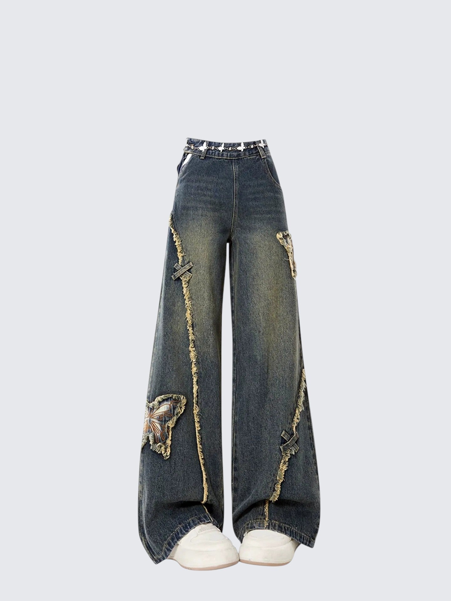 American Butterfly Zip Denim Pants