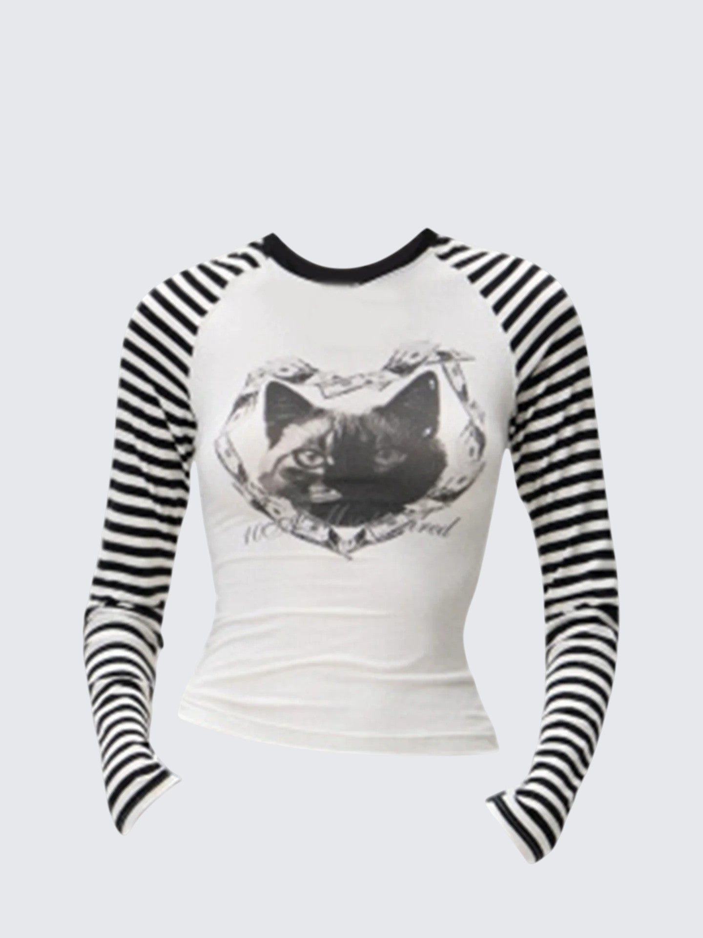 Vintage Cat Print Long Sleeve Tee