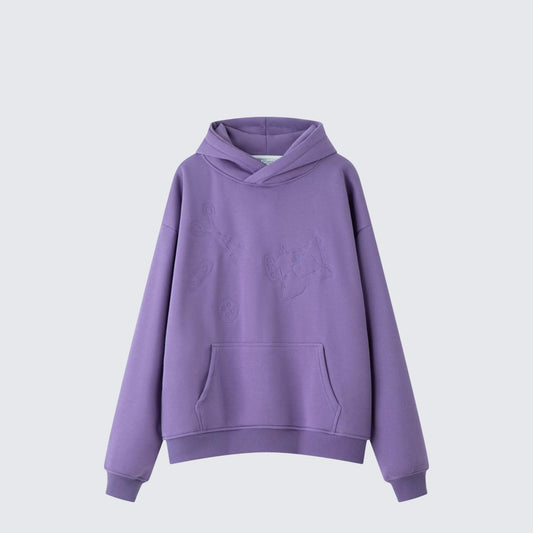 Purple Embroidered Heavy Hoodie