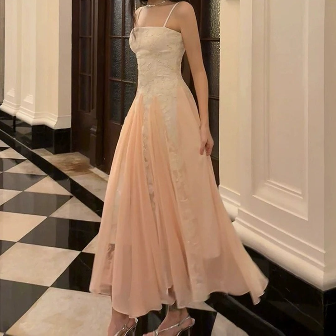 French Lace Embroidered Mesh Gown Dress