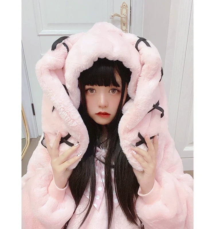 Cute Bunny Ear Plush Coat