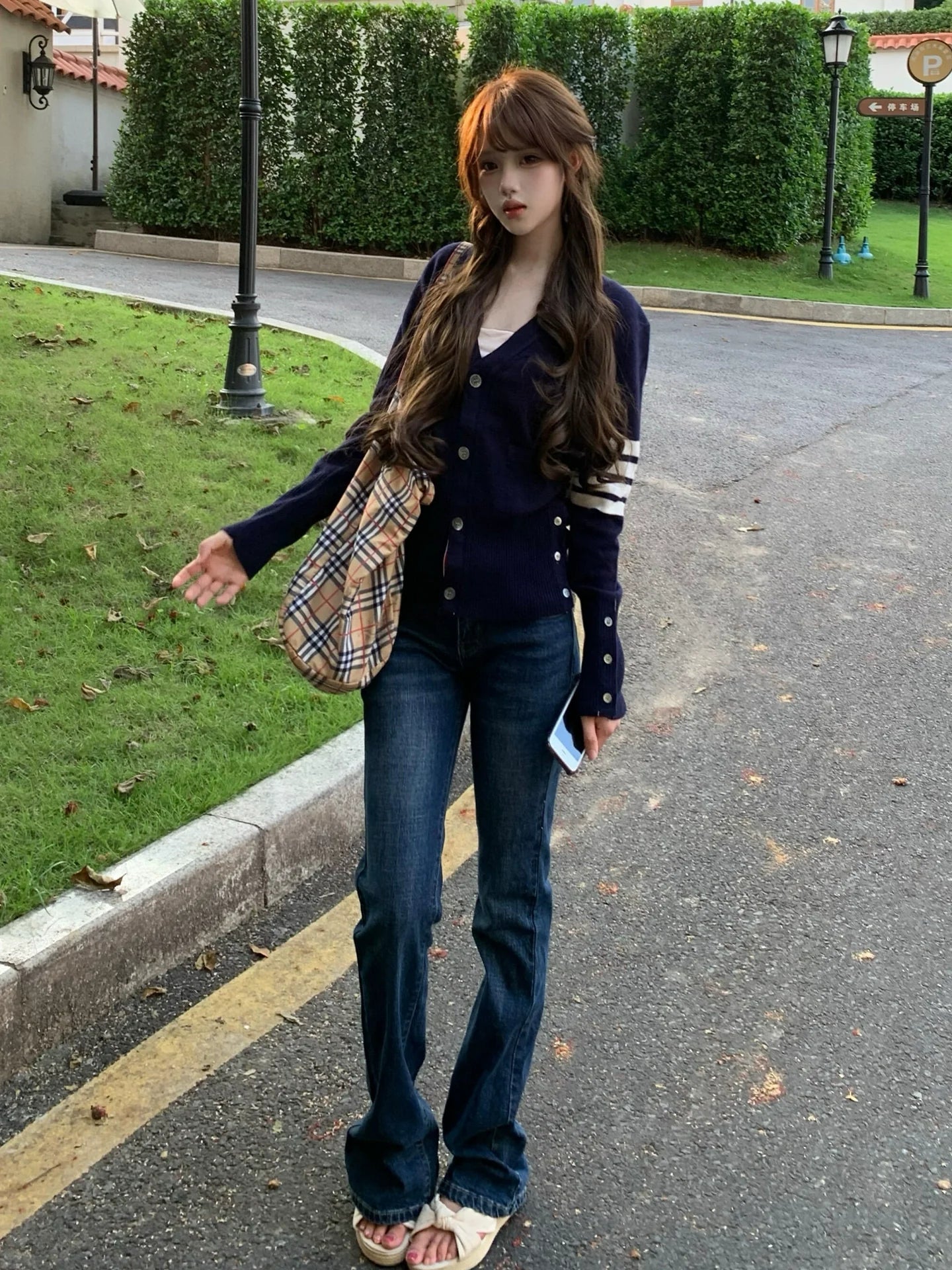 Preppy Striped Knit Cardigan Autumn-Winter Slim Fit Sweater Old Money Chic Top