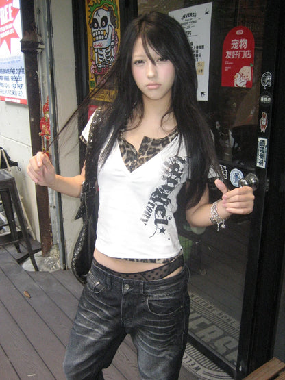 Leopard V Neck Layered Tee