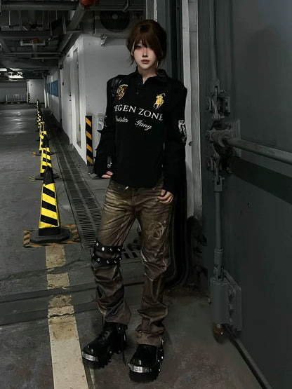 American Black Gold Embroidered Tee