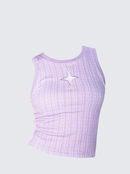 Purple Star Cutout Cami Top