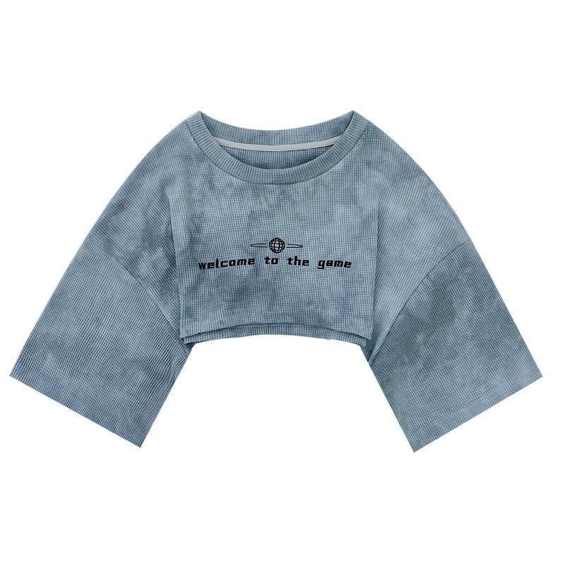Blue Tie-Dye Hoodie Two-Piece Set Subculture Y2K E-girl Light Subculture American Retro Abi Long-Sleeve Shirt Set