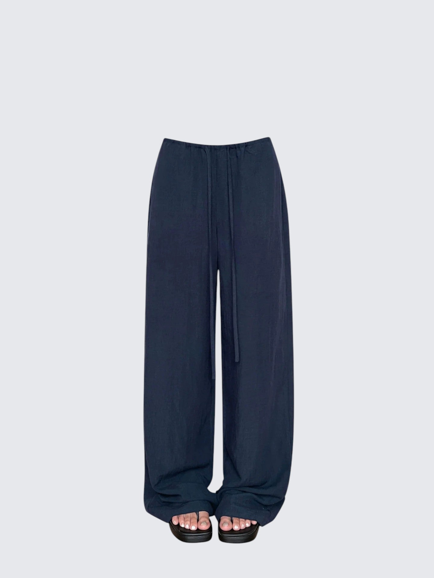 Linen Low Rise Wide Leg Pants