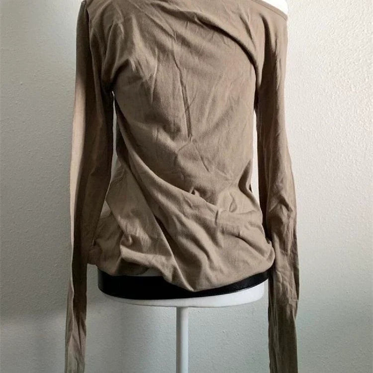 Brown Vintage Skull Off-The-Shoulder Fitted Y2K T-Shirt