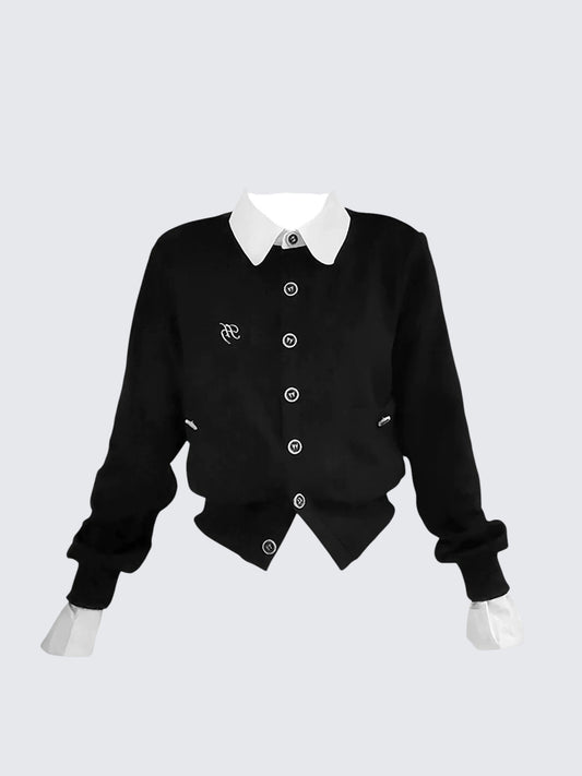 Layered Colorblock Knit Cardigan