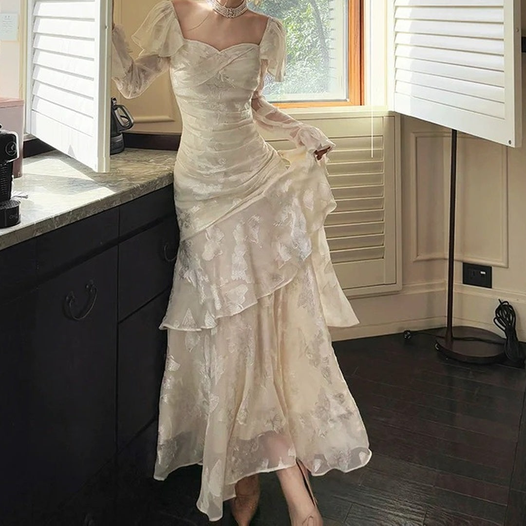 Mermaid Butterfly Jacquard Gown Prom Dress