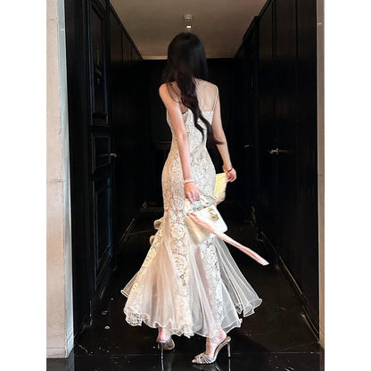 Elegant Rose Lace Mermaid Gown Dress