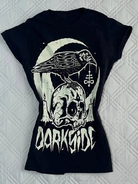 Blue Rock Punk Vintage Skull Print Y2K T-Shirt