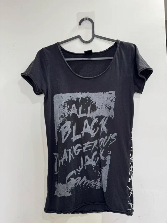 Black Open-Back Mesh Subculture Punk Y2K E-girl Shibuya Girl Abi American Retro Spiderweb Short Sleeve Top