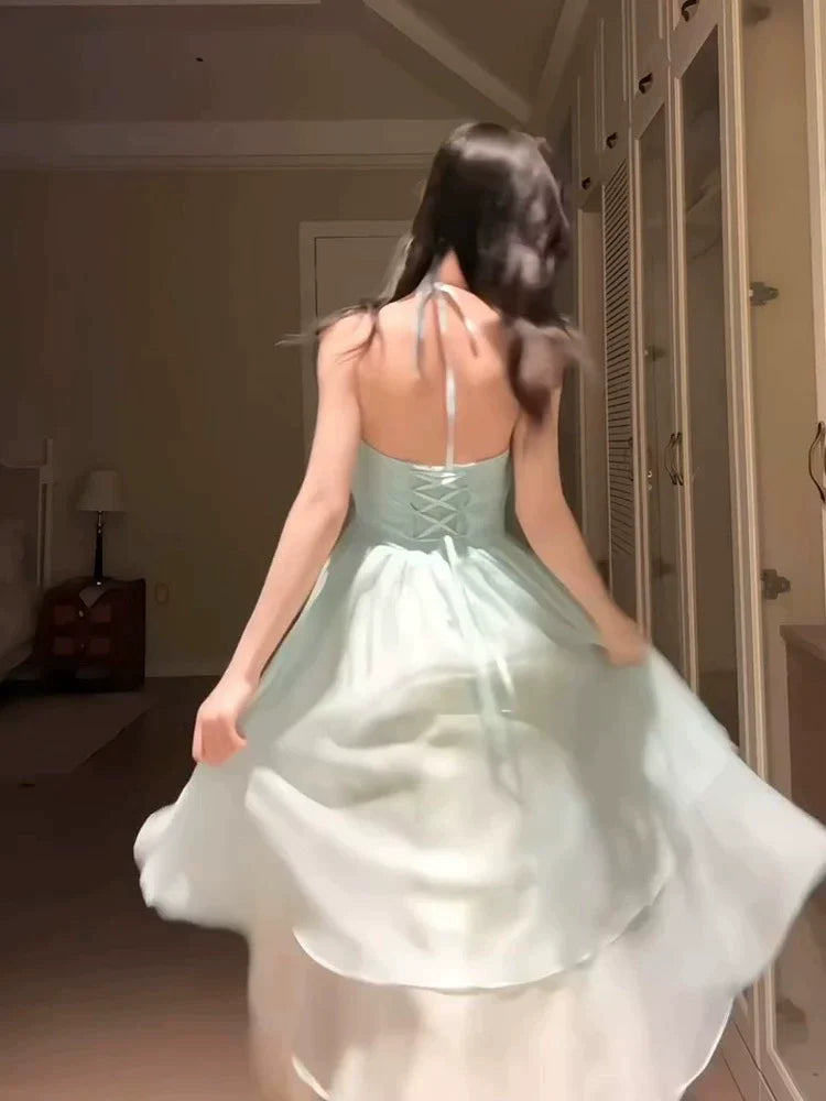 Beach Vacation Backless Slip Dress with Atmospheric Vibe