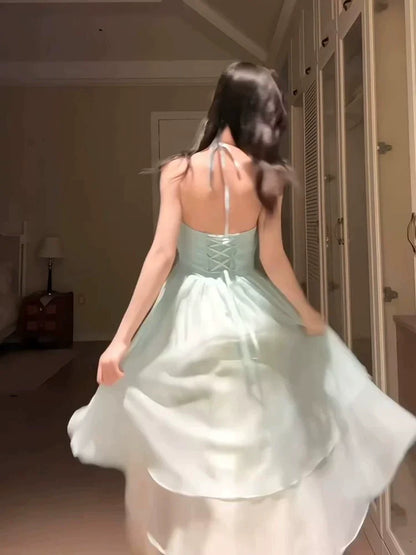 Beach Vacation Backless Slip Dress with Atmospheric Vibe