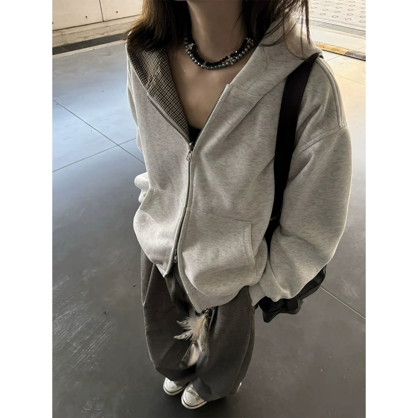 Reversible Houndstooth Hoodie