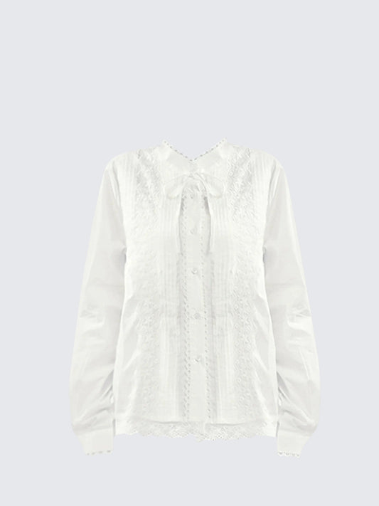 Lace Bow Long Sleeve Shirt