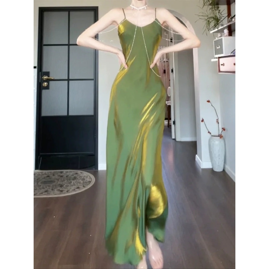 Mint Mambo French Spaghetti Gown Dress