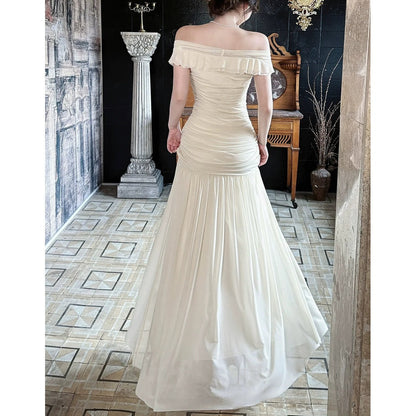 French Mesh One Shoulder Evening Gown Dress