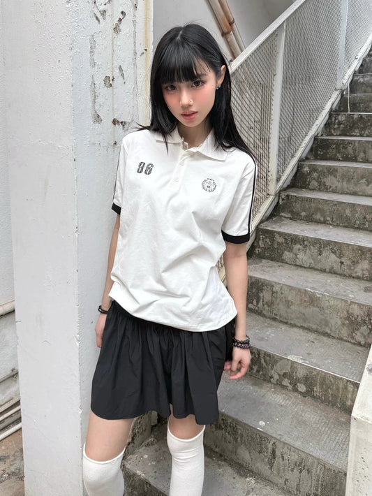 American Cooling Polo Shirt Structured Shoulder Fitted Short Sleeve Preppy Sporty Top