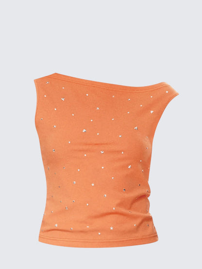 Cute Women Sparkly Orange Vest