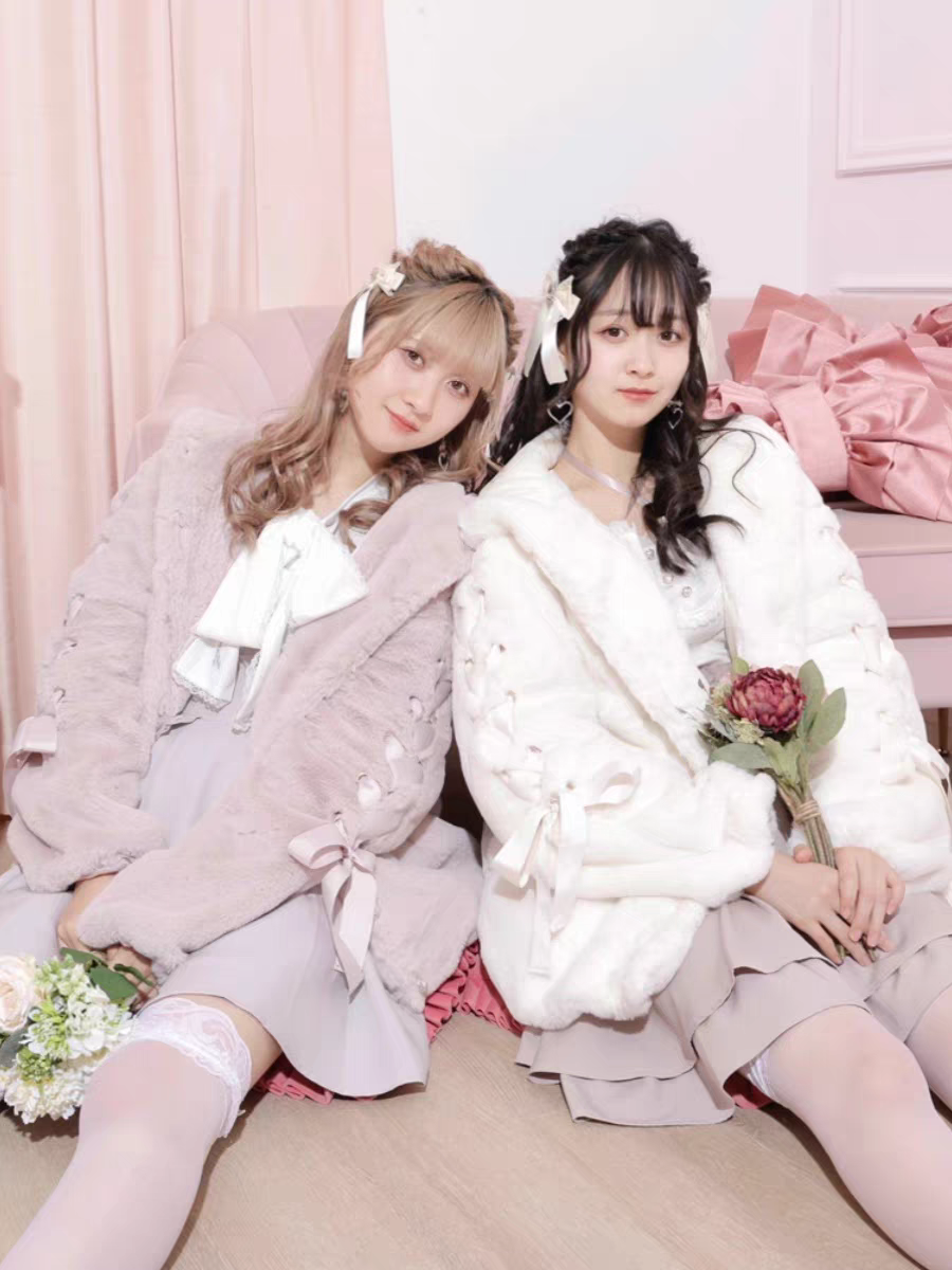 Sweet Bunny Ear Faux Fur Coat