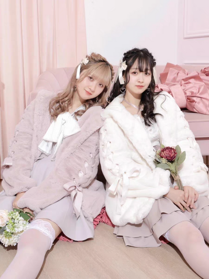 Sweet Bunny Ear Faux Fur Coat