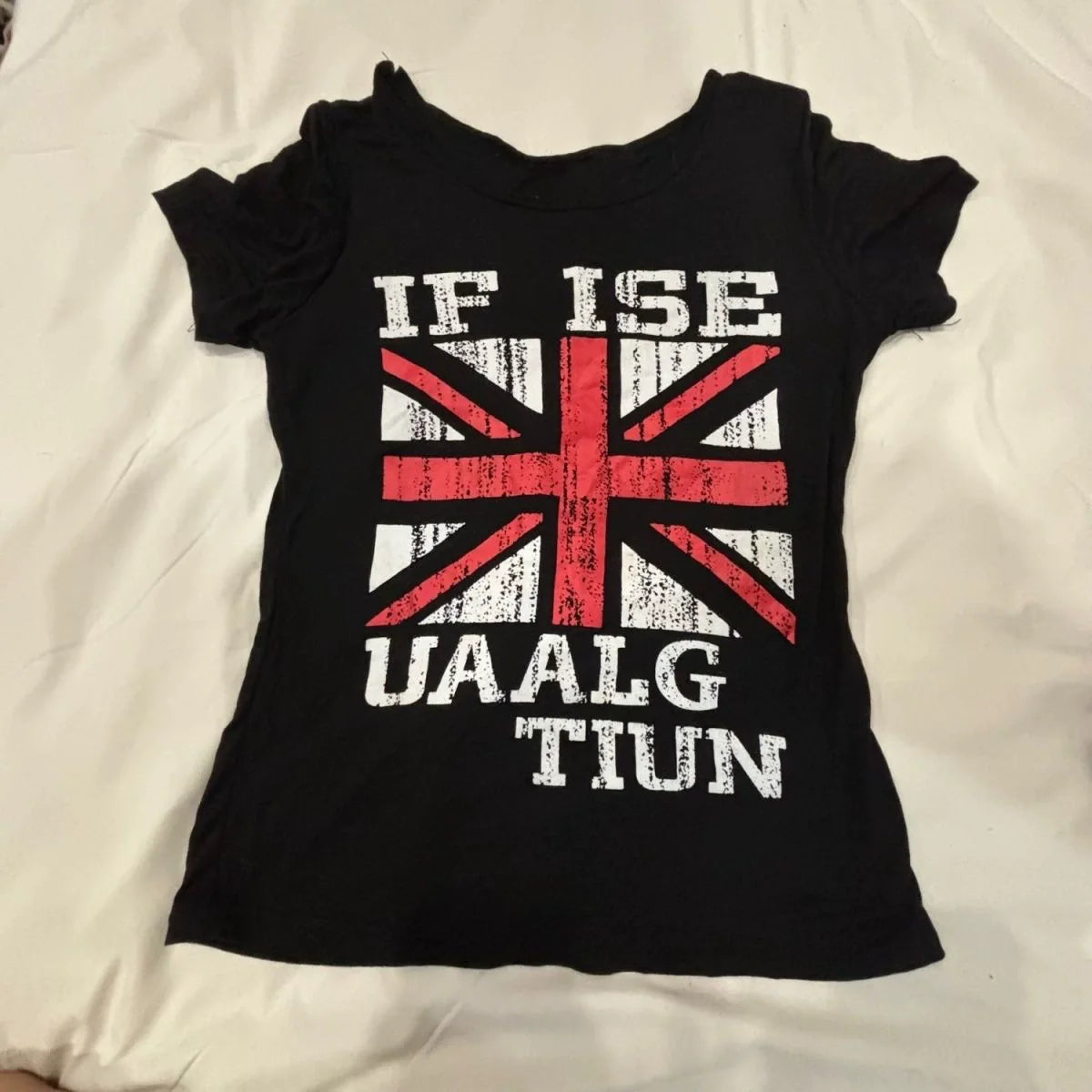 Black Union Jack Print Rock Punk Y2K T-Shirt