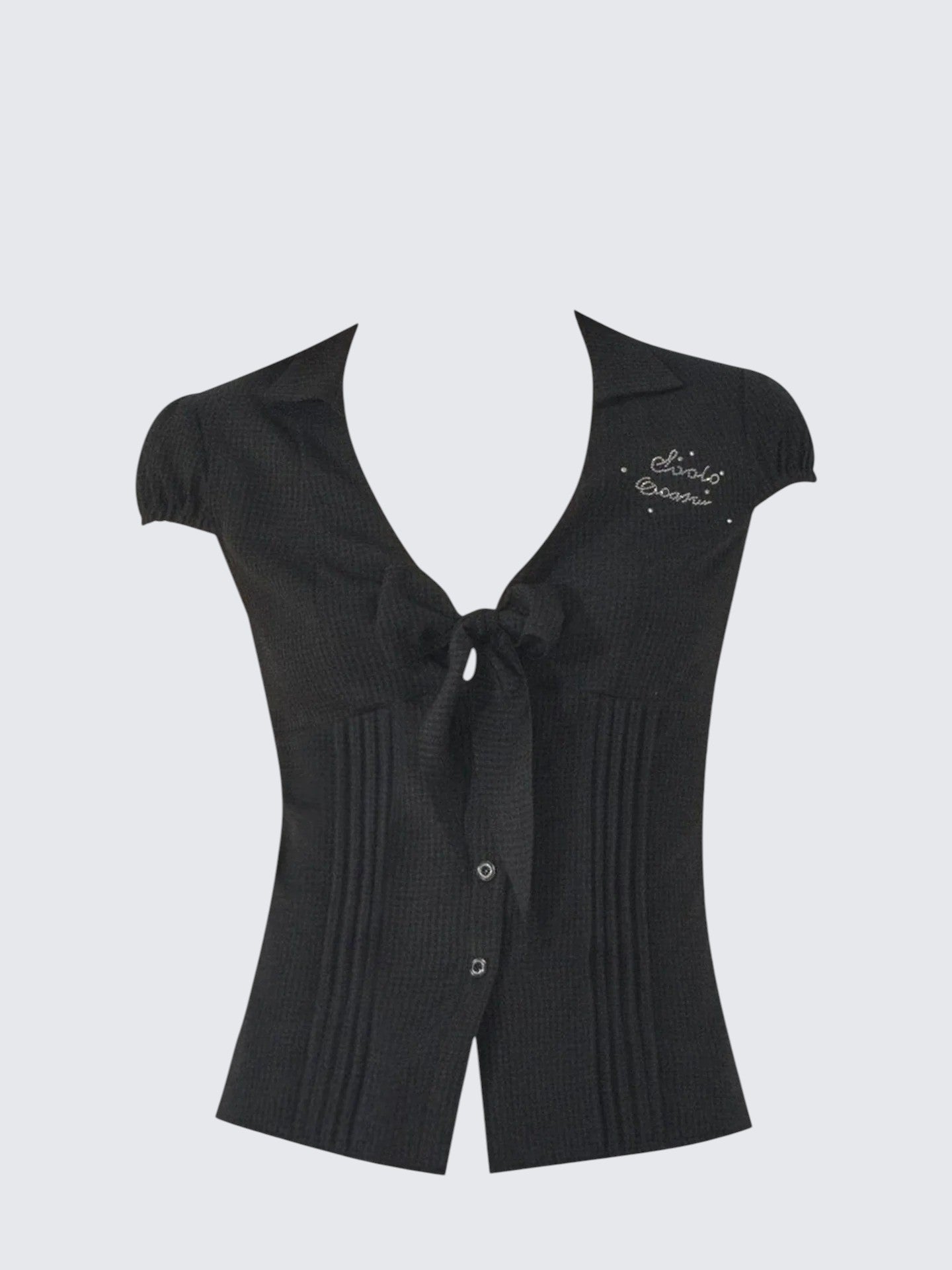 Korean Bow Tie Short Sleeve Shirt