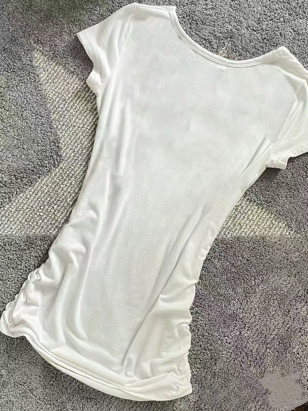 White Skull Print Lightweight Tee Y2K Top