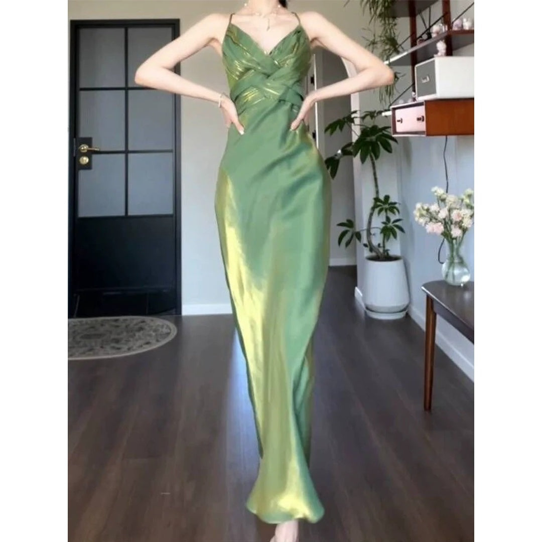 Green Slender Design Gown Dress
