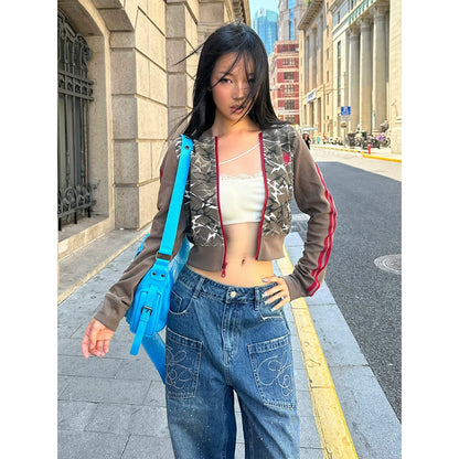 Retro Camo Zip Up Hoodie