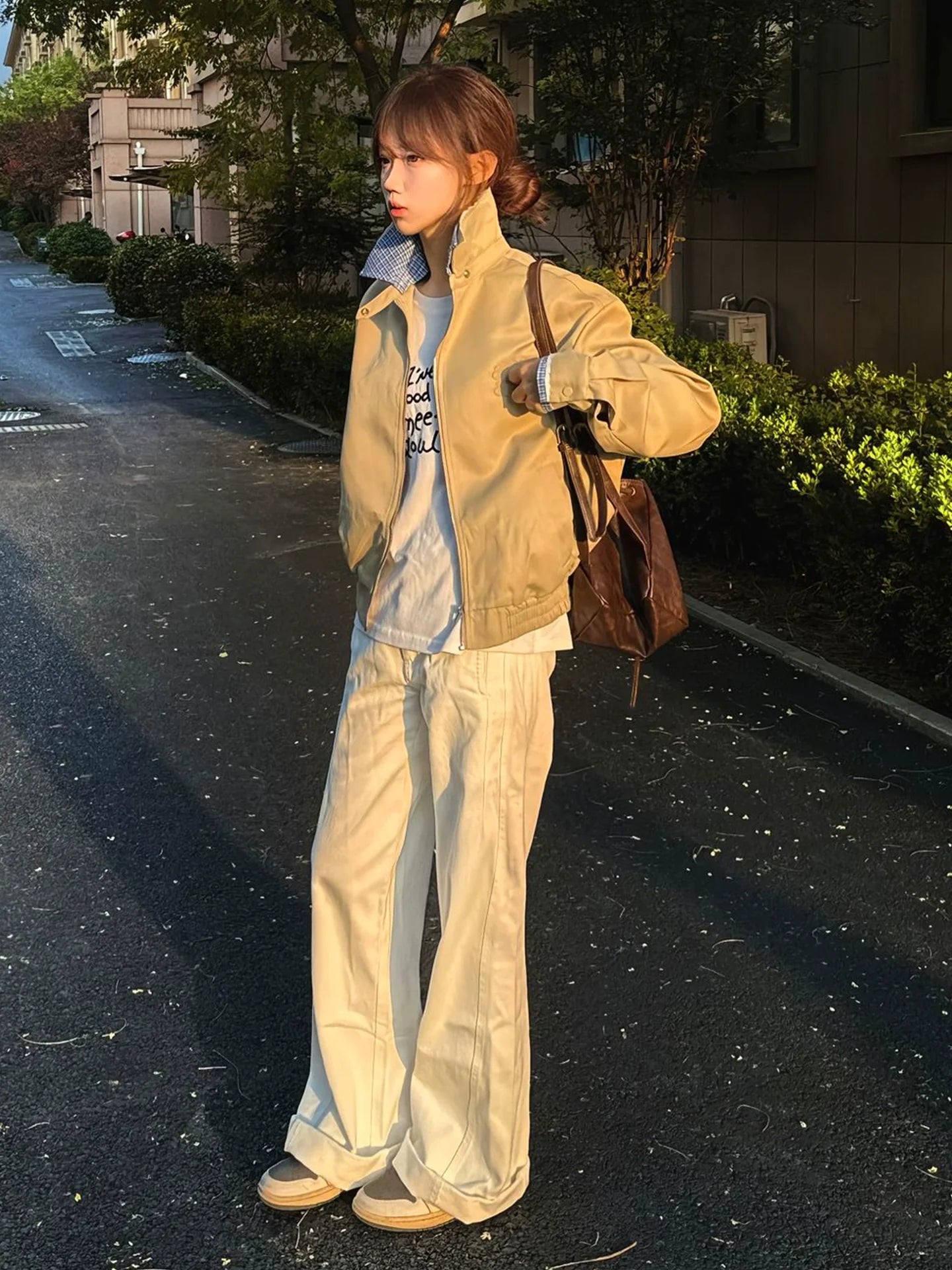 Faux Two-Piece Plaid Jacket for Autumn Winter