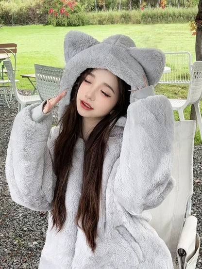 Kawaii Cat Ear Fleece Coat