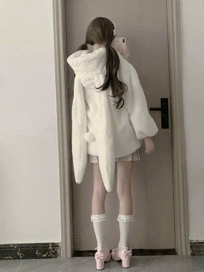 Fufu Bunny Ear Faux Fur Coat