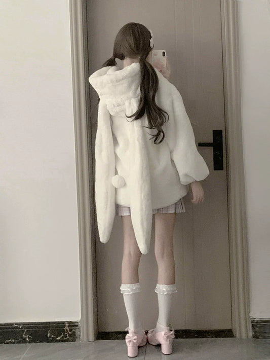 Fufu Bunny Ear Faux Fur Coat