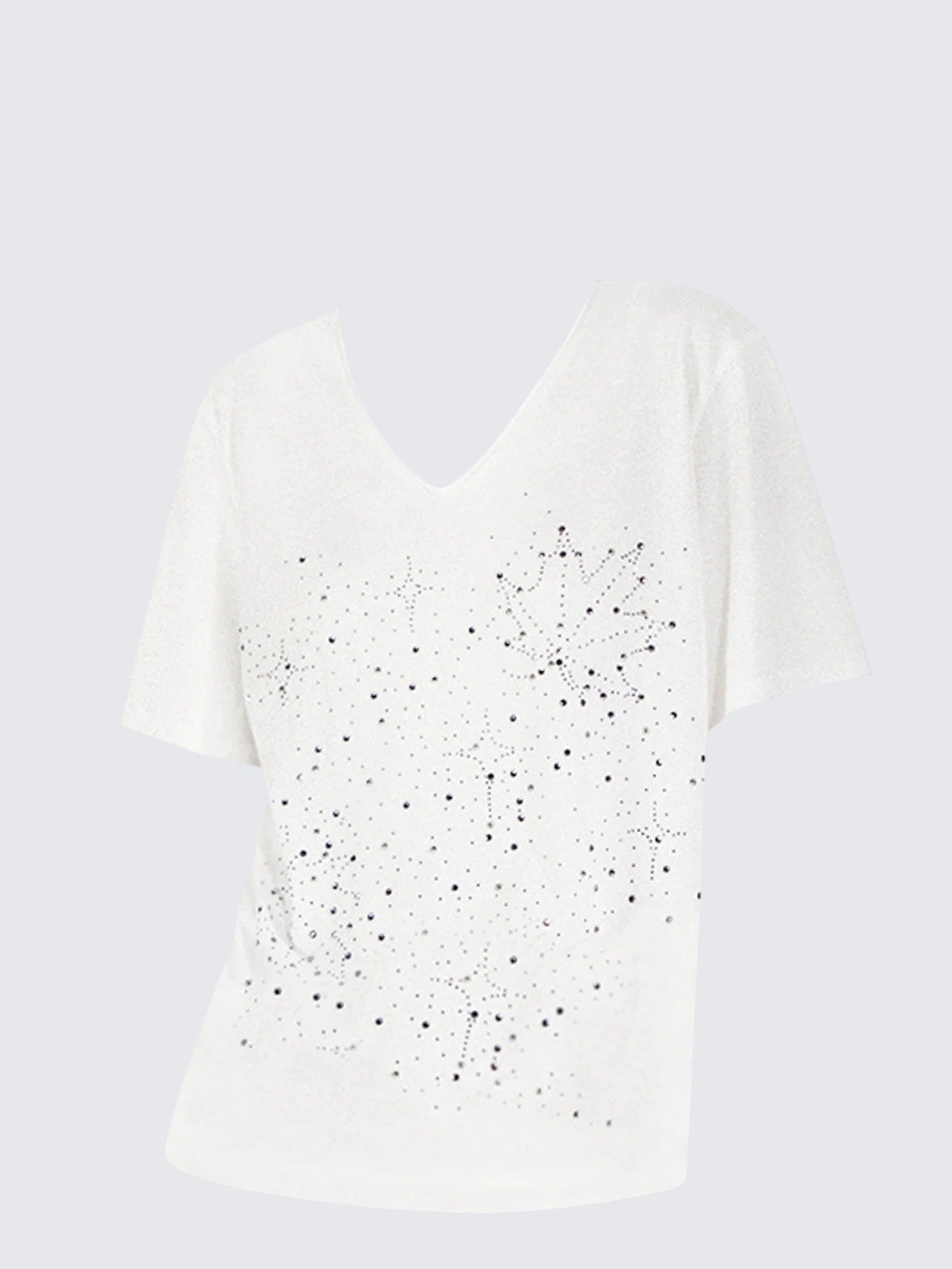 Rhinestone V Neck Relaxed Tee