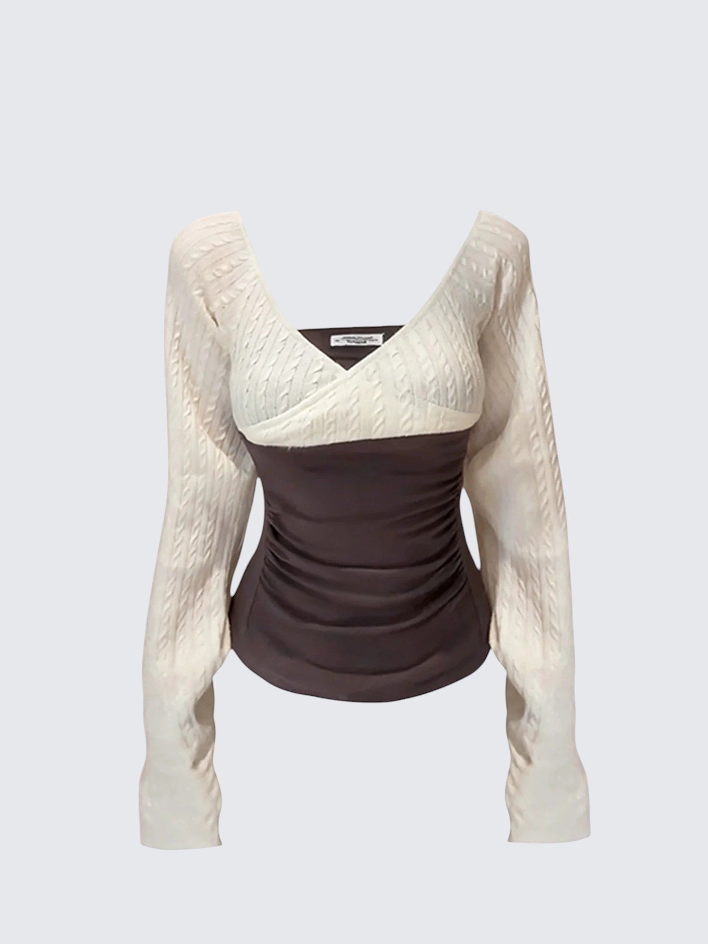 Korean Colorblock Layered Knit Top