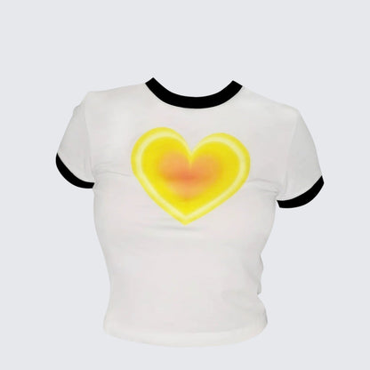 Colorblock Heart Crop Tee